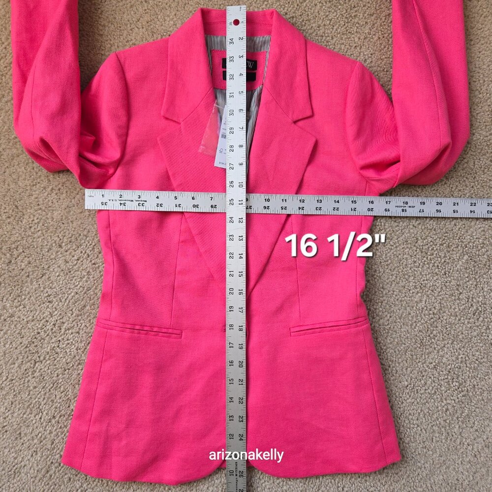 NWT J. Crew Linen Parke Blazer in Stretch Linen Blend *PINK* 00 Vivid Begonia - Picture 9 of 11